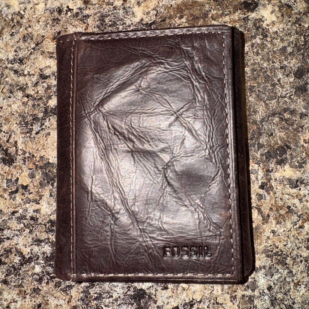 Fossil Dark Brown Leather Trifold Wallet